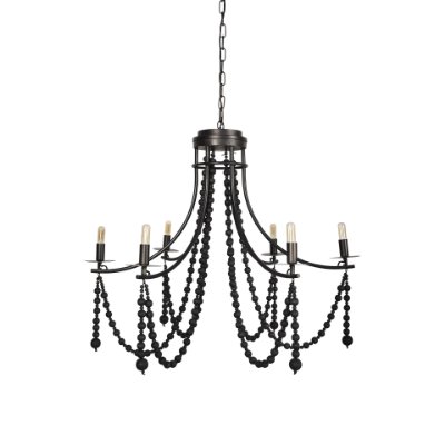 Picture of 70050 - Selma Black Wood Bead and Metal Chandelier