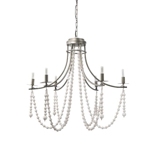 Picture of 70047 - Selma White Wood Bead and Metal Chandelier