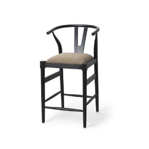 Picture of 70193 - Trixie Black Wood Frame w/ Gray Upholstered Seat Counter Stool