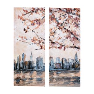 City sunset(L) by Mercana Studio a Hand Embellished Textured Canvas