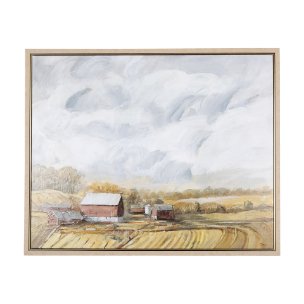 Farmland view  I by Mercana Studio a Hand Embellished Textured Framed Canvas