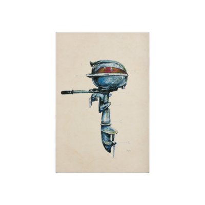 102348-S - Vintage Motor I by Mercana Studio a Hand Embellished Textured Canvas