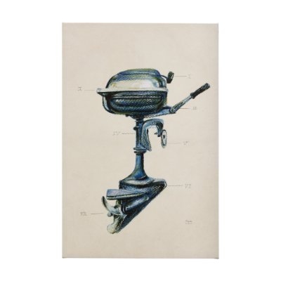 102349-L - Vintage Motor II by Mercana Studio a Hand Embellished Textured Canvas