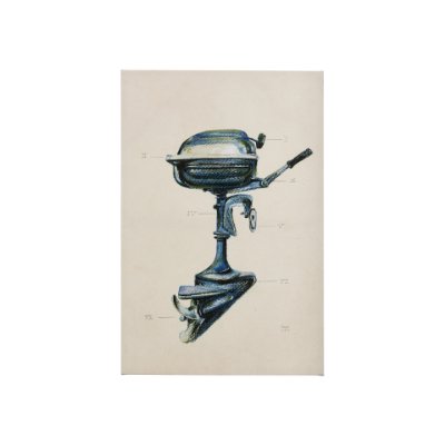 102349-S - Vintage Motor II by Mercana Studio a Hand Embellished Textured Canvas