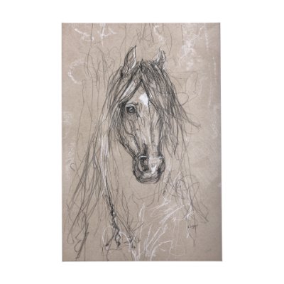 102356-L - Sketch of animal VII (Horse) by Mercana Studio a Hand Embellished Textured Canvas