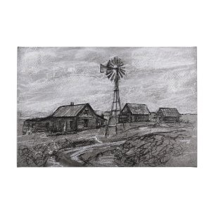 Farm view sketch I by Mercana Studio a Hand Embellished Textured Canvas