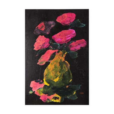 102383-L - Midnight Flower I by Mercana Studio a Hand Embellished Textured Canvas