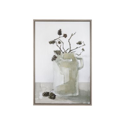 102386-FS - Earthenware Jug (20 x 30) a Hand Embellished Textured Framed Canvas