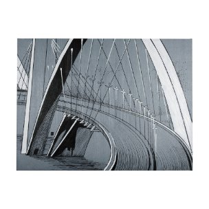 Bridge III by Mercana Studio a Hand Embellished Textured Canvas