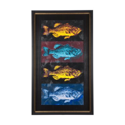 14440 - Largemouth Bass Print 4 in 1 by Mercana Studio a Hand Embellished Textured Framed Art Print