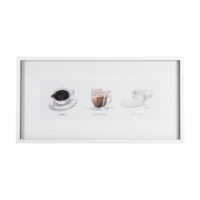 14447 - Coffee Cat  by Mercana Studio a Framed Art Print Matted under Glass