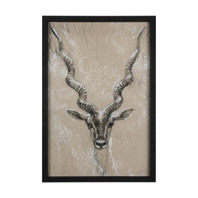 14470 - Sketch of Animal III (Antelope) Mercana Studio Hand Embellished Framed Art Print Matted under Glass