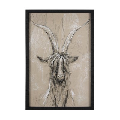 14472 - Sketch of Animal V (Goat) by Mercana Studio Hand Embellished Framed Art Print Matted under Glass