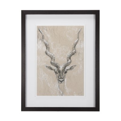 14475 - Sketch of Animal III (Antelope) Mercana Studio Hand Embellished Framed Art Print Matted under Glass