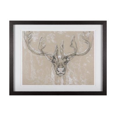 14481 - Sketch of animal II (Caribou) by Mercana Studio Hand Embellished Framed Art Print Matted under Glass