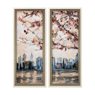 14501 - City Sunset by Mercana Studio a Hand Embellished Textured Framed Art Print Matted under Glass