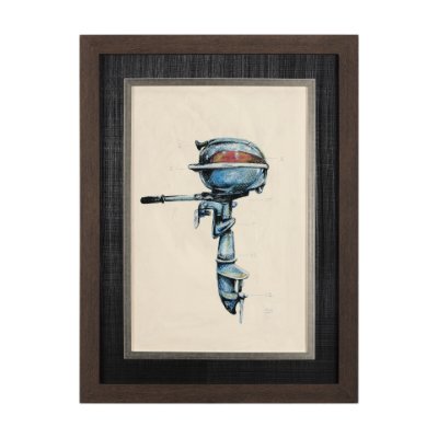 14502 - Vintage Motor I by Mercana Studio a Hand Embellished Textured Framed Art Print