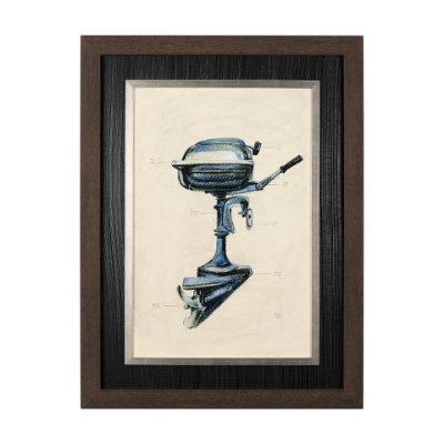 14503 - Vintage Motor II by Mercana Studio a Hand Embellished Textured Framed Art Print