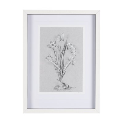 14588 - Botanical sketches III (Grey) by Mercana Studio Hand Embellished Framed Art Print Matted under Glass