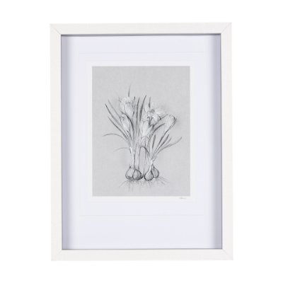 14590 - Botanical sketches V (Grey) by Mercana Studio Hand Embellished Framed Art Print Matted under Glass