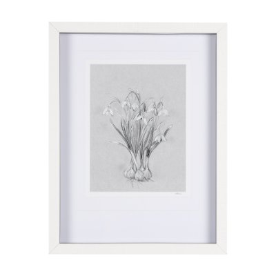 14591 - Botanical sketches VI (Grey) by Mercana Studio Hand Embellished Framed Art Print Matted under Glass
