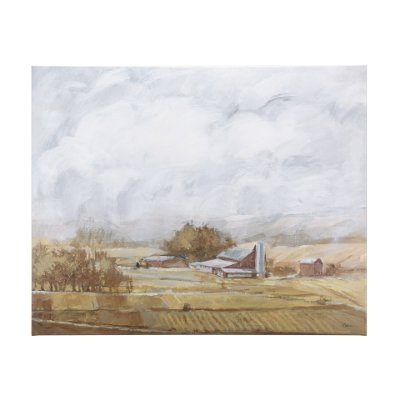 102328-L - Farmland view  II by Mercana Studio a Hand Embellished Textured Canvas