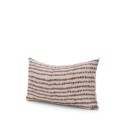 70324 - Jenna 14x26 Beige w/Merlot Print Linen Lumbar Decorative Pillow Cover