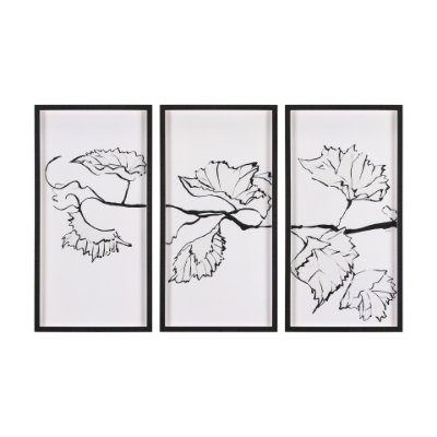 14678 - Begonia Vine (Left) by Mercana Studio Hand Embellished Textured Framed Art Print Matted under Glass