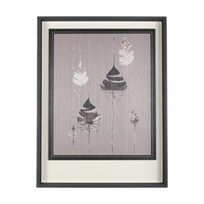 14748 - Rain of Feather Warm Gray by Mercana Studio Hand Embellished Framed Art Print Matted under Glass
