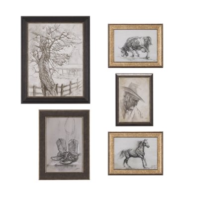 14783 - Old West Collection I ( Farm view) by Mercana Studio a Hand Embellished Textured Framed Art Print
