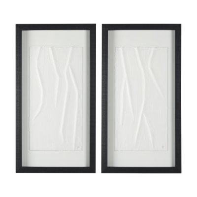 14788 - White Vines I (SET OF 2) by Studio M a handmade Original Framed 3D Textured Artwork under Glass