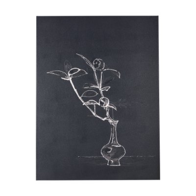 102447-L - Ikebana Dark I by Mercana Studio a Hand Embellished Textured Canvas