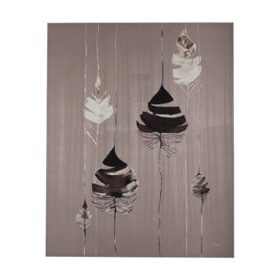 102498-L - Rain of Feather Warm Gray by Mercana Studio a Hand Embellished Textured Canvas
