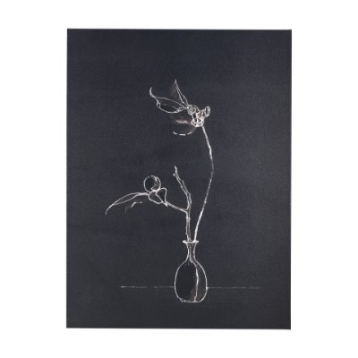 102448-S - Ikebana Dark II by Mercana Studio a Hand Embellished Textured Canvas
