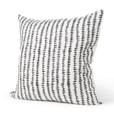 70321 - Jenna 22x22 Cream w/ Black Print Linen Square Decorative Pillow Cover