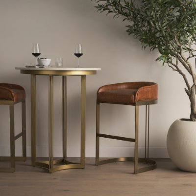 69938-AB - Tanner Marble & Gold Metal Bistro Table