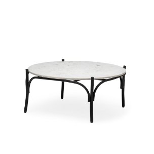 Picture of 68507-AB - Etienne 36" Round White Marble Top Black Metal Base Coffee Table