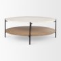 69924-AB - Larkin Marble Top w/ Brown Wood Shelf Round Coffee Table