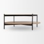 69924-AB - Larkin Marble Top w/ Brown Wood Shelf Round Coffee Table