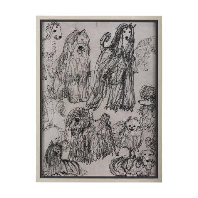 14849 - Dog Sketches by Mercana Studio a Hand Embellished Textured Framed Art Print Matted under Glass