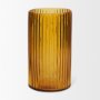 70363 - Dawn 11.4" Ribbed Amber Glass Vase