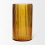 70363 - Dawn 11.4" Ribbed Amber Glass Vase