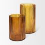 70363 - Dawn 11.4" Ribbed Amber Glass Vase