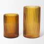 70363 - Dawn 11.4" Ribbed Amber Glass Vase