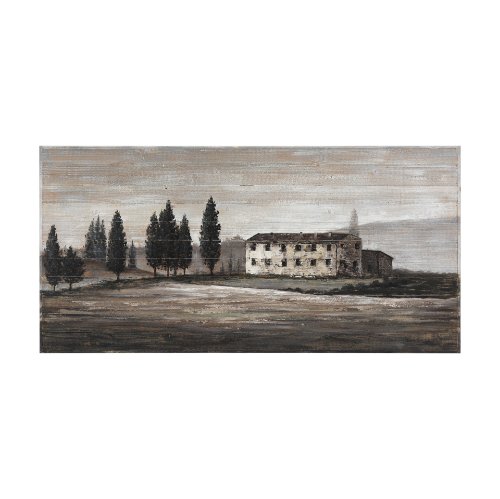 70372 - Tuscan Cypress 60x36 Hand Painted on Wood Oil Painting