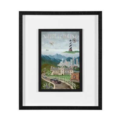 14968 - North Carolina by Mercana Studio a Framed Art Print Matted under Glass