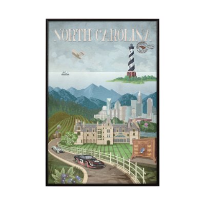 14969 - North Carolina by Mercana Studio a Hand Embellished Textured Framed Art Print