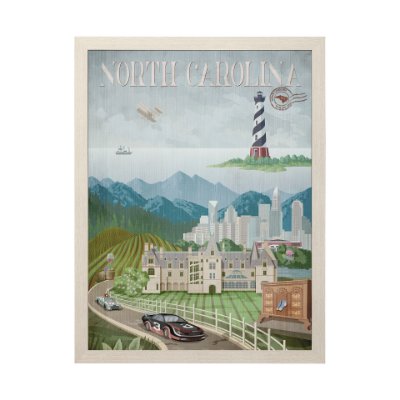14970 - North Carolina by Mercana Studio a Hand Embellished Textured Framed Art Print