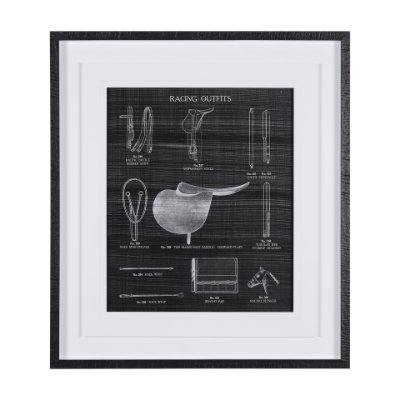 14987 - Equestrian Riding III BW by Mercana Studio Hand Embellished Framed Art Print Matted under Glass