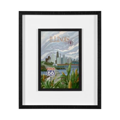 15114 - Illinois Go USA (M) by Mercana Studio a Framed Art Print Matted under Glass